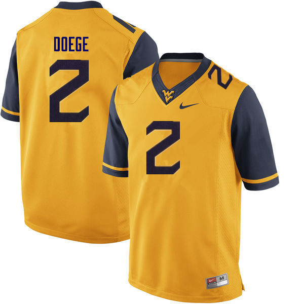Men #2 Jarret Doege West Virginia Mountaineers College Football Jerseys Sale-Gold